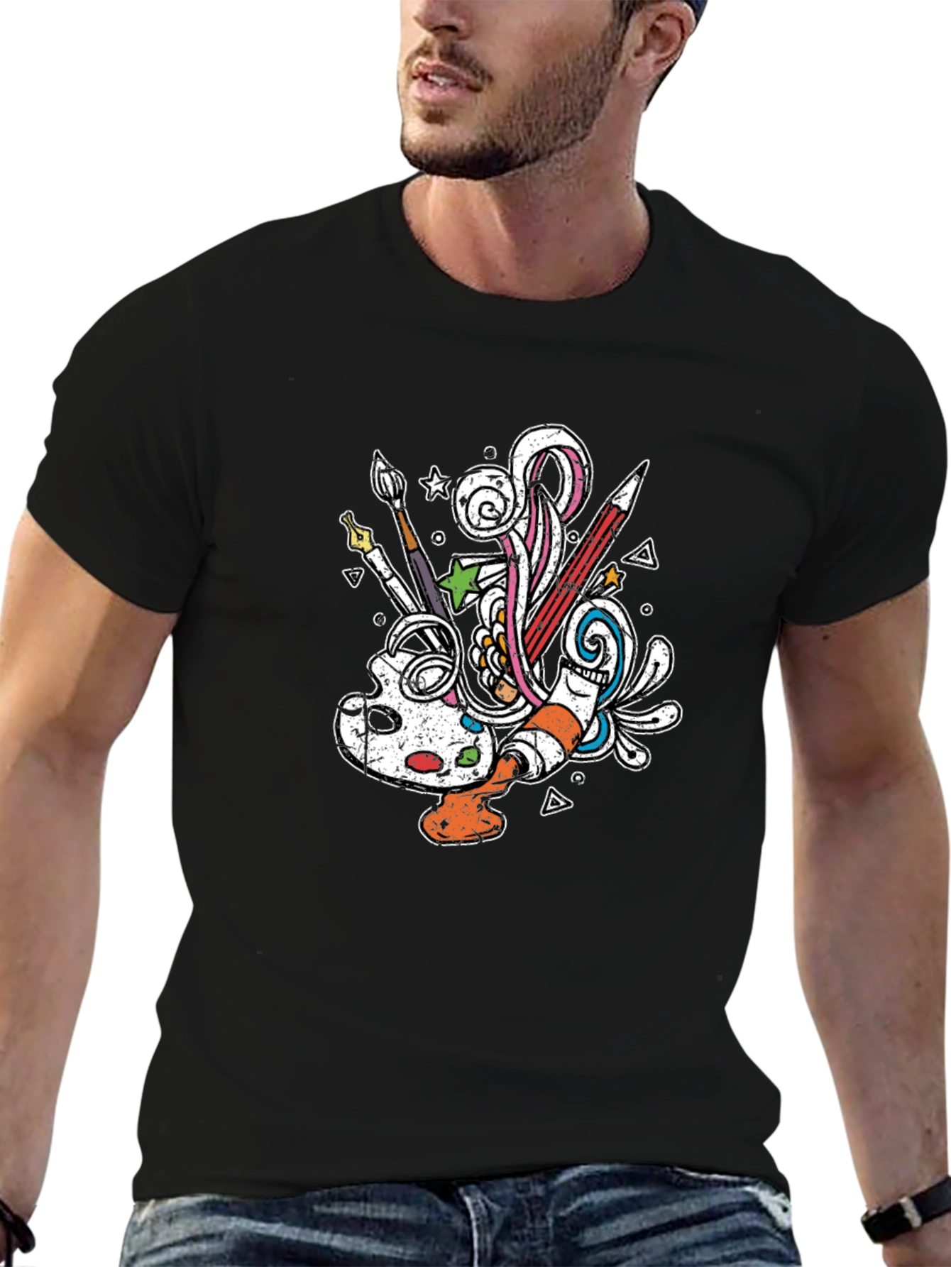 Artistic Doodle Graphic Tee - Creative Expression T-Shirt