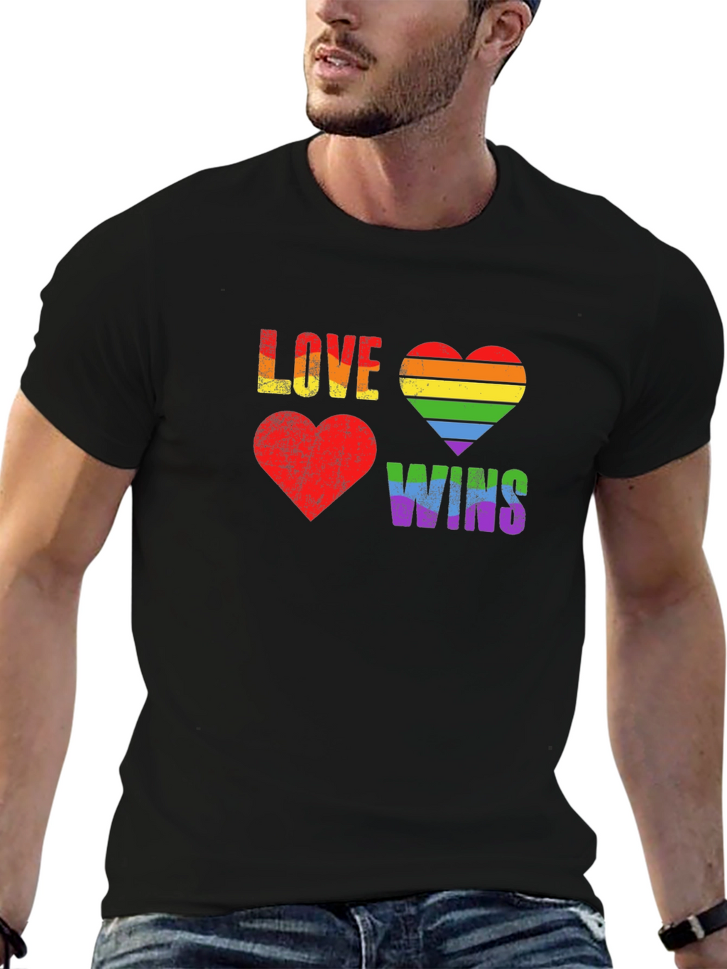 Love Wins Rainbow Heart Graphic Tee