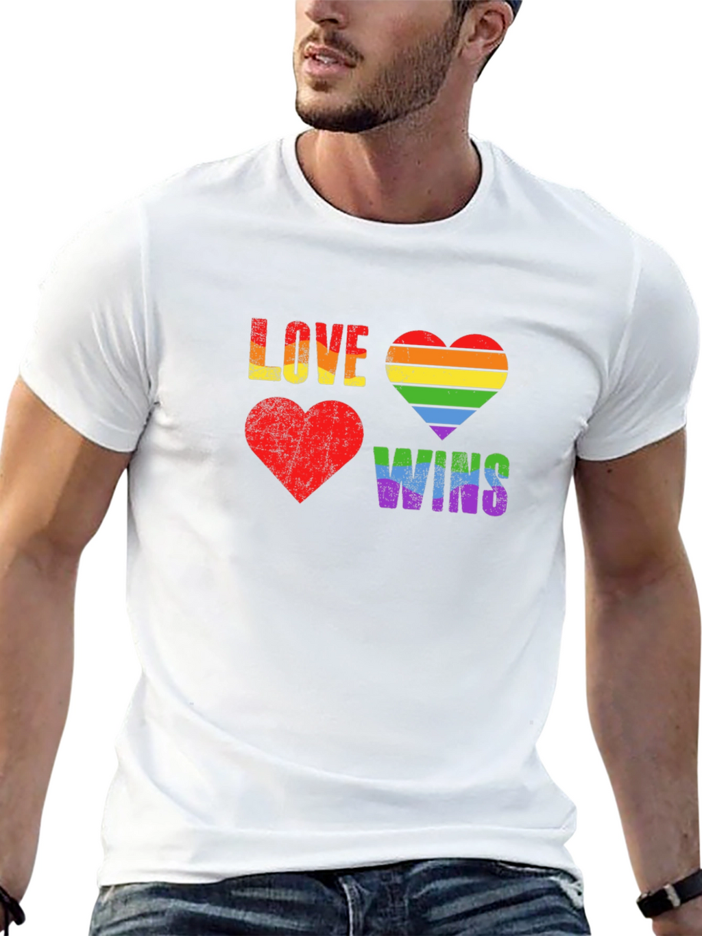 Love Wins Rainbow Heart Graphic Tee