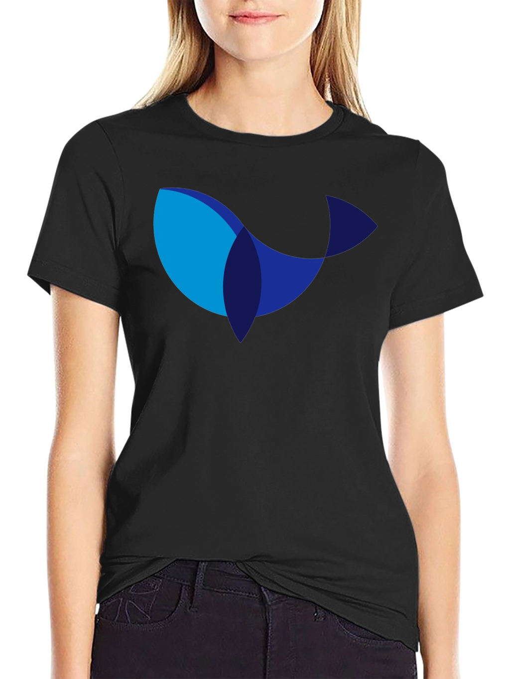 Modern Whale Graphic Black T-Shirt