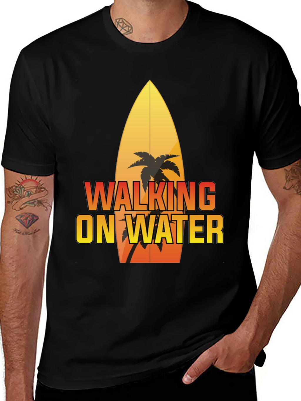 Walking on Water Surfboard Graphic Tee