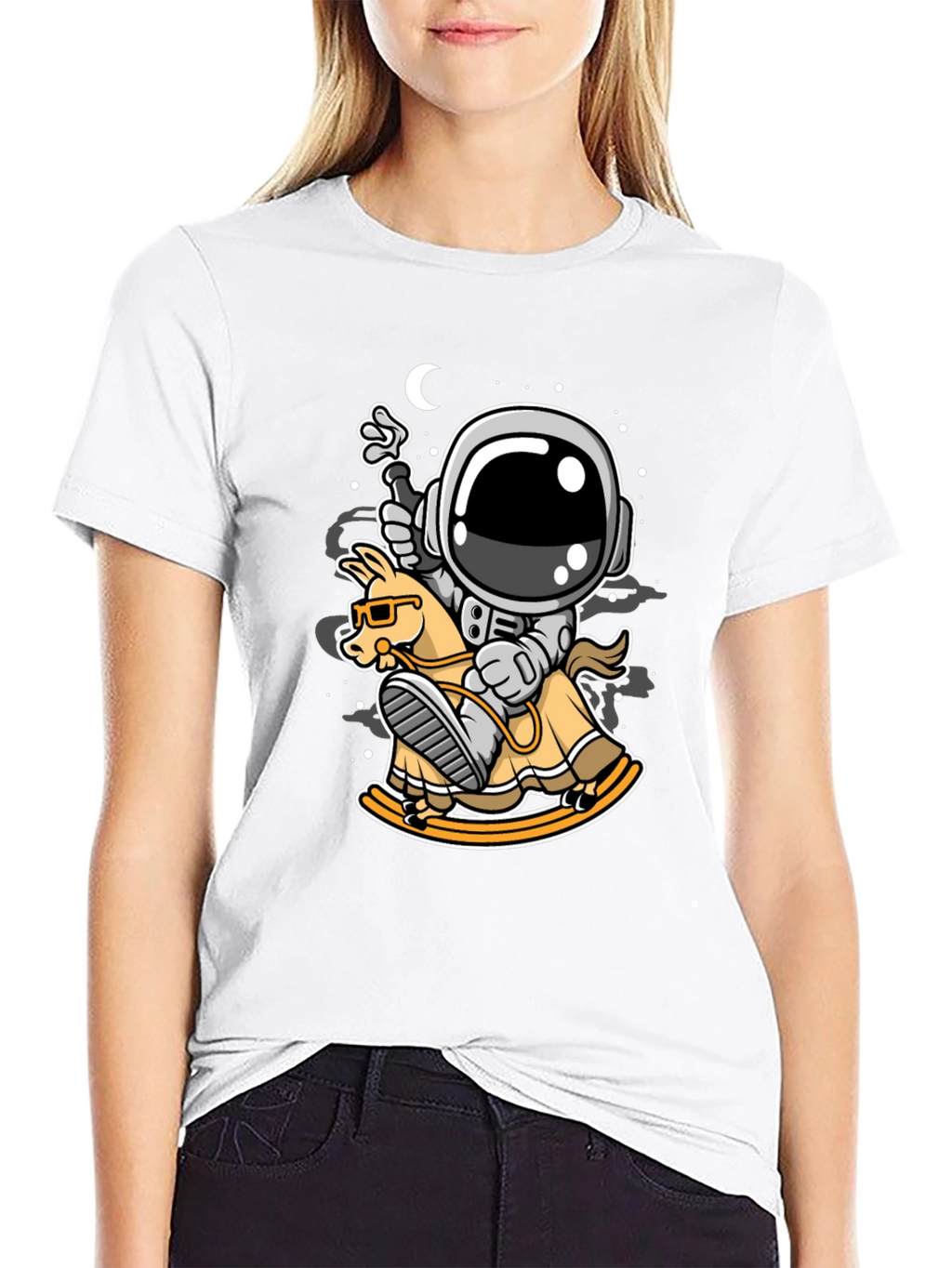 Astronaut on Rocking Horse Graphic Tee