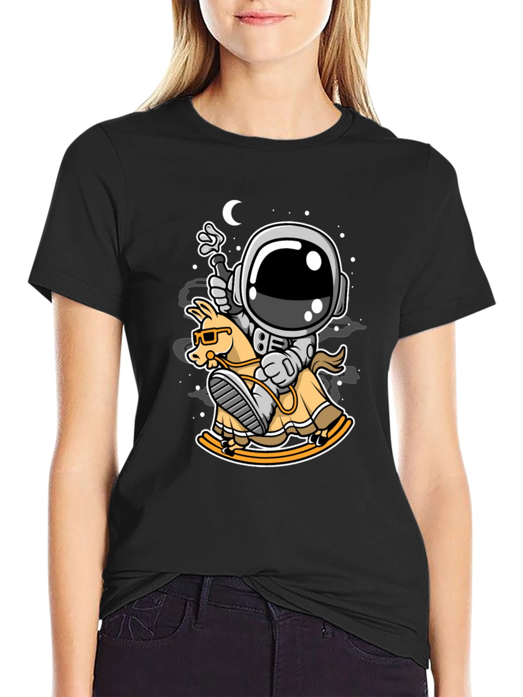 Astronaut on Rocking Horse Graphic Tee