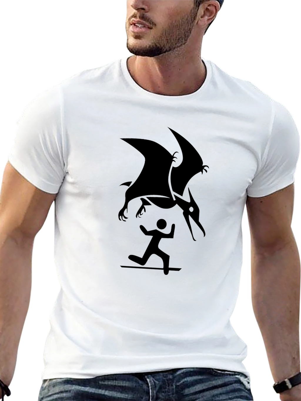 Pterodactyl Attack Black T-Shirt