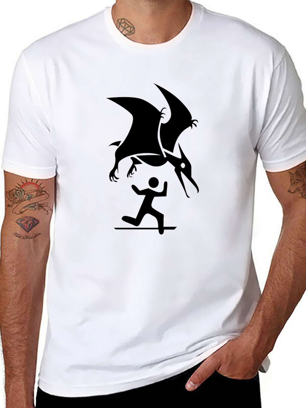 Pterodactyl Attack Black T-Shirt