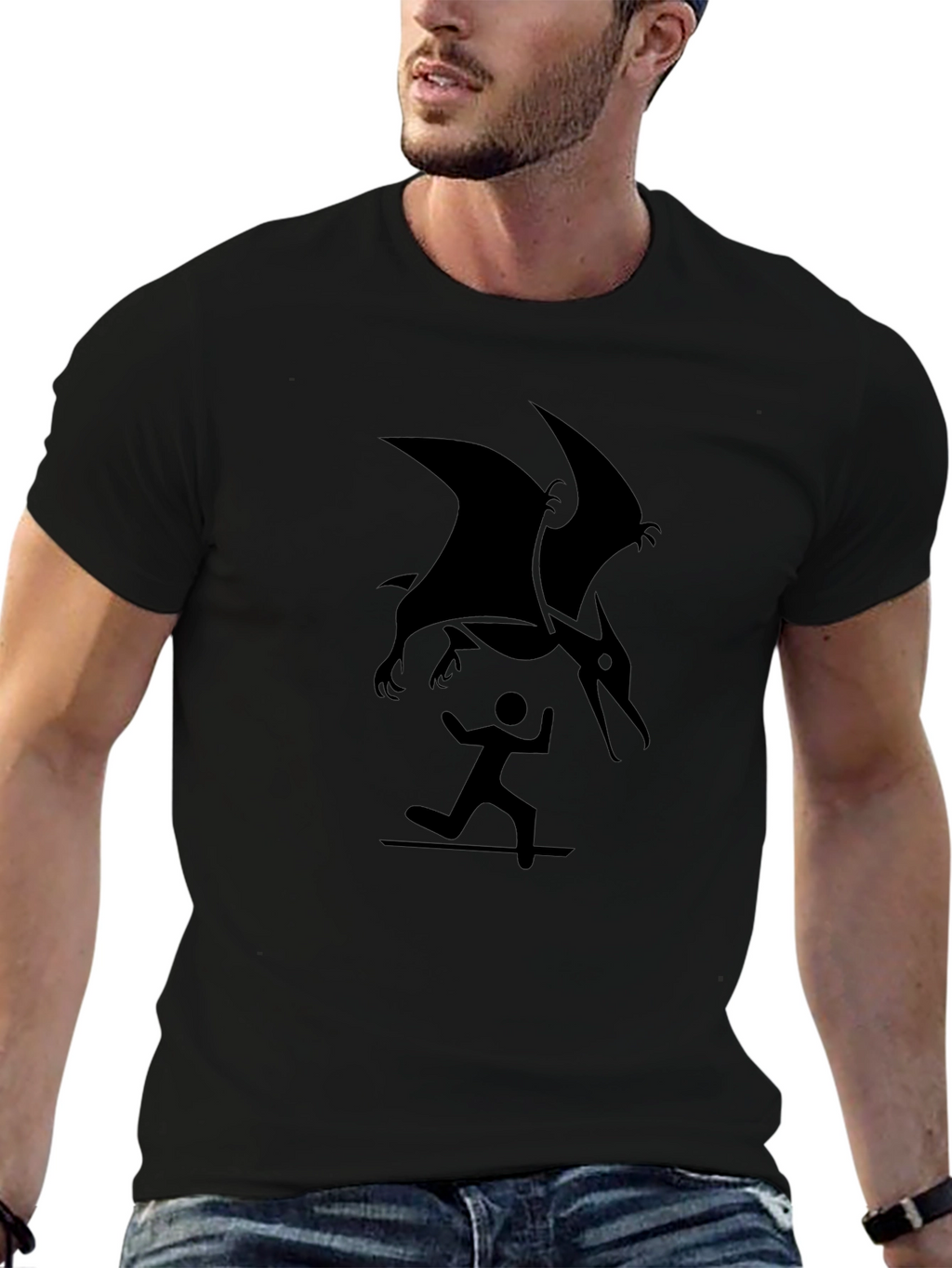 Pterodactyl Attack Black T-Shirt