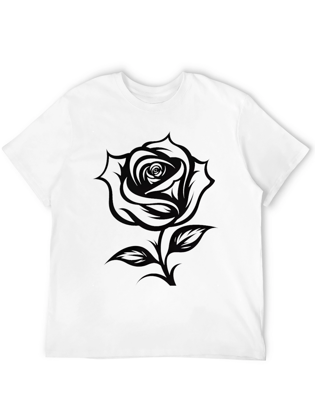 Elegant Black Rose Graphic Tee - Stylish Casual Wear
