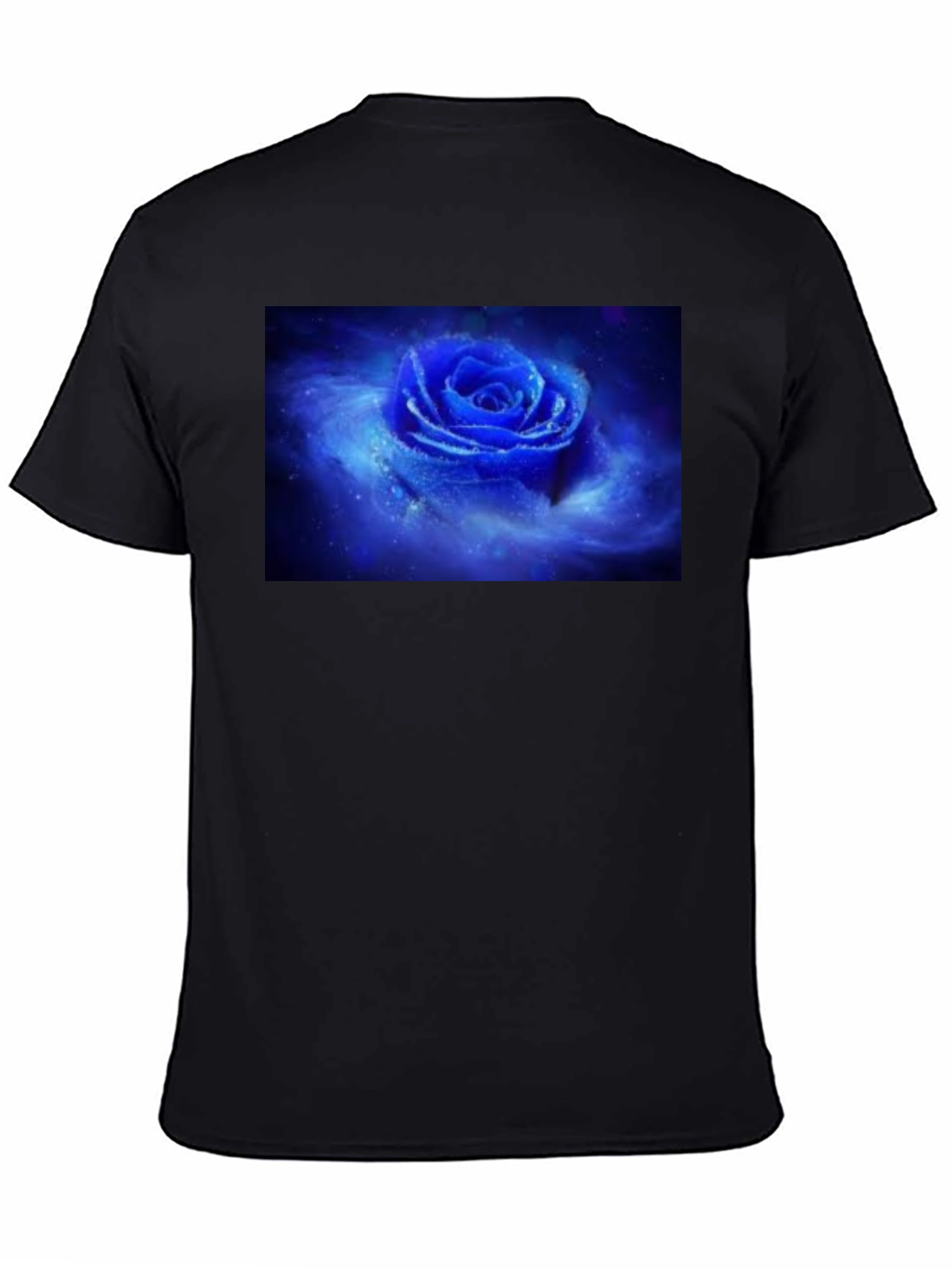 Black T-Shirt with Galaxy Rose Print
