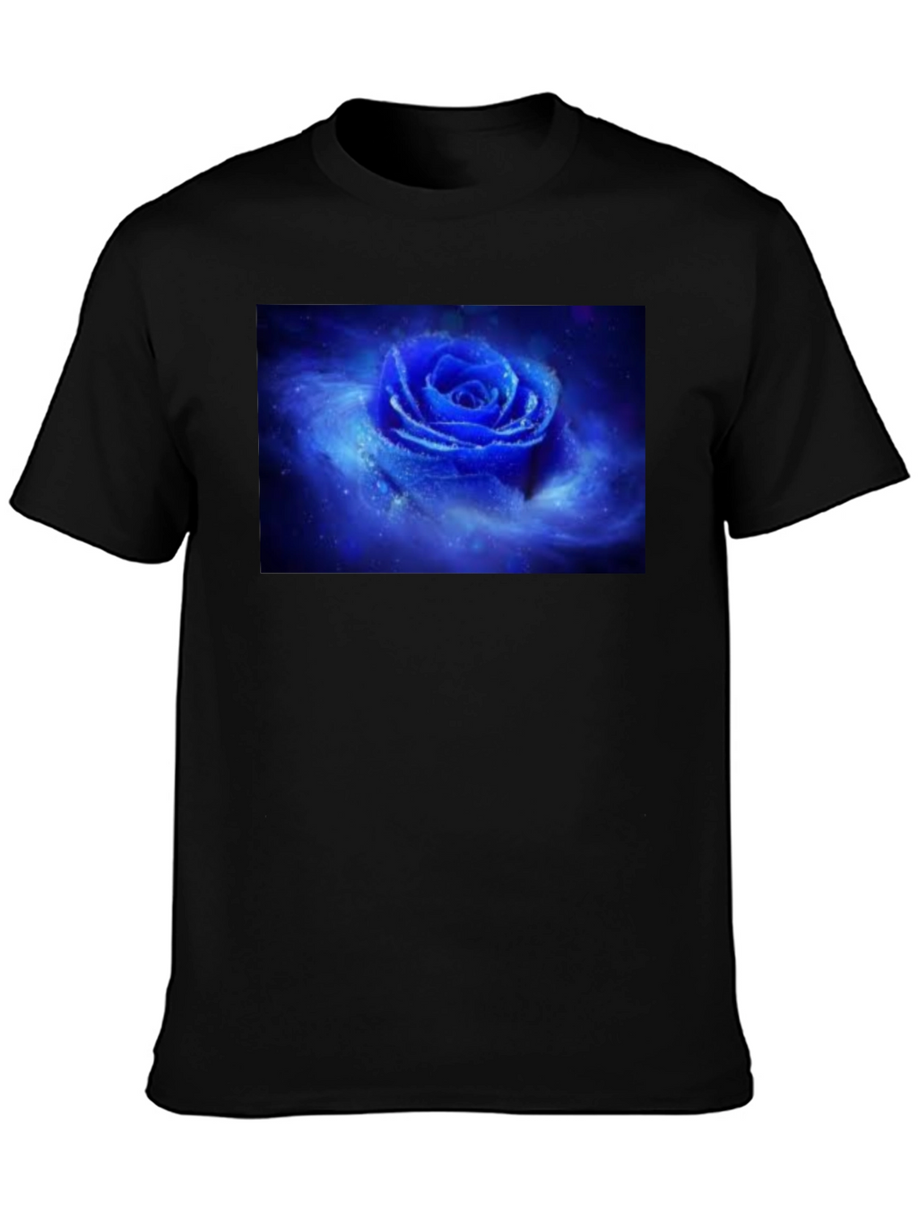 Black T-Shirt with Galaxy Rose Print