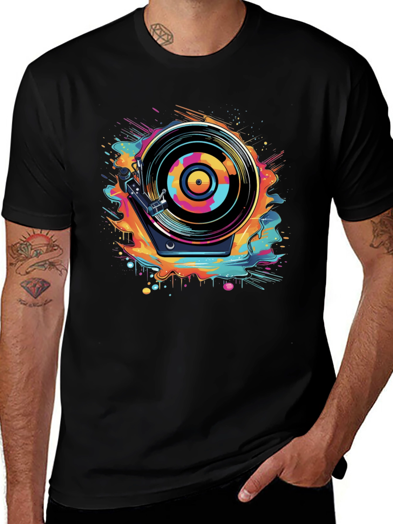 Retro Turntable Graphic Tee - Cool Music Lover Shirt