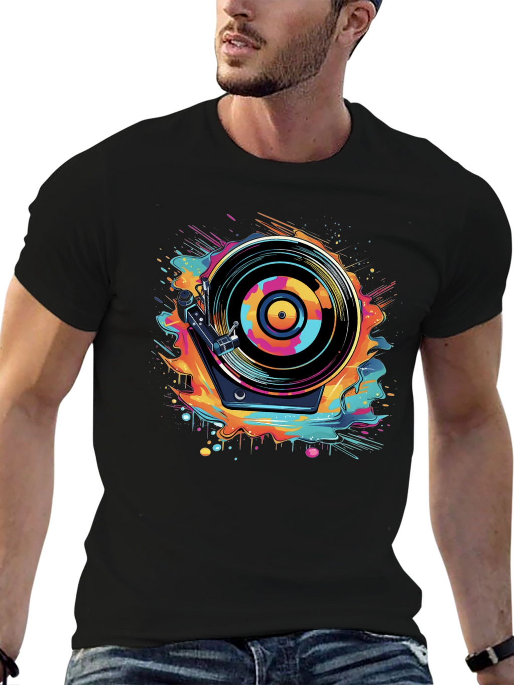 Retro Turntable Graphic Tee - Cool Music Lover Shirt