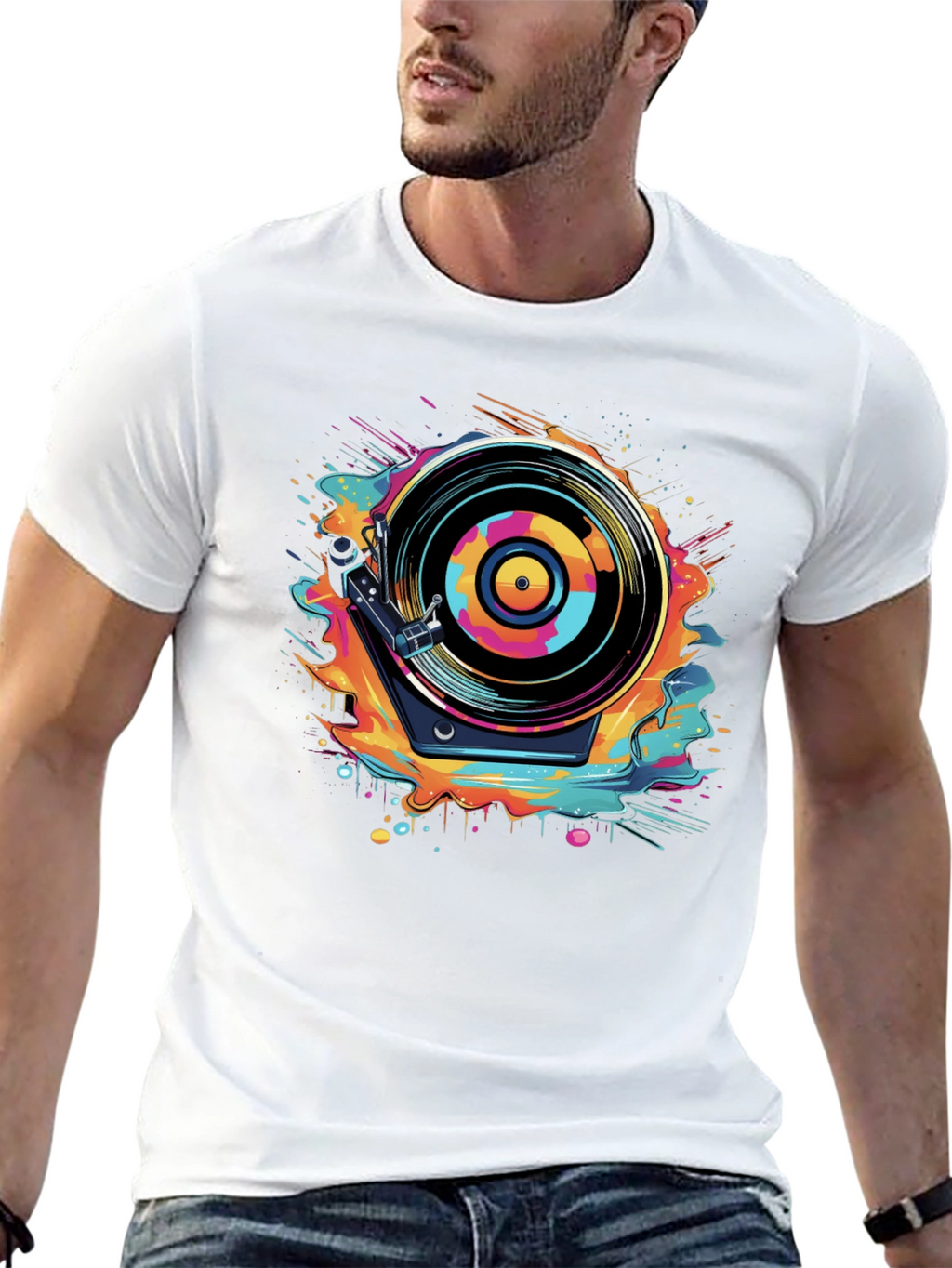 Retro Turntable Graphic Tee - Cool Music Lover Shirt