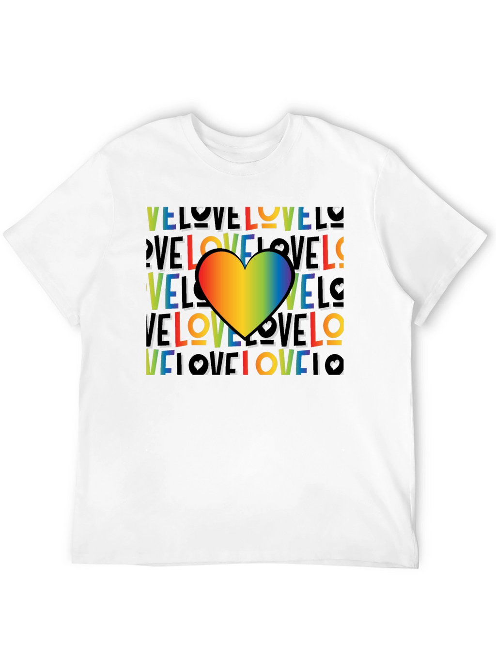 Rainbow Heart Love Graphic Black T-Shirt