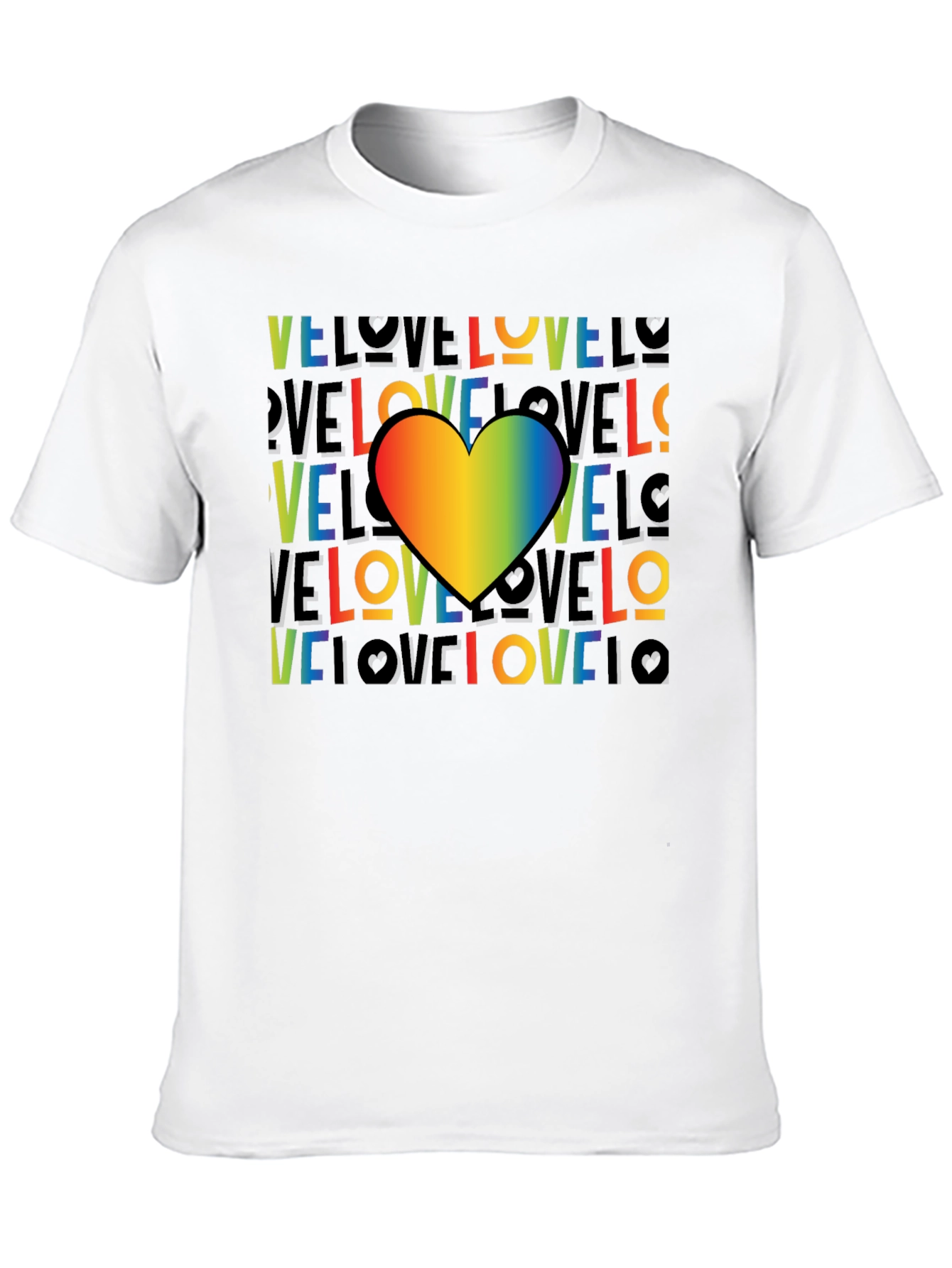 Rainbow Heart Love Graphic Black T-Shirt