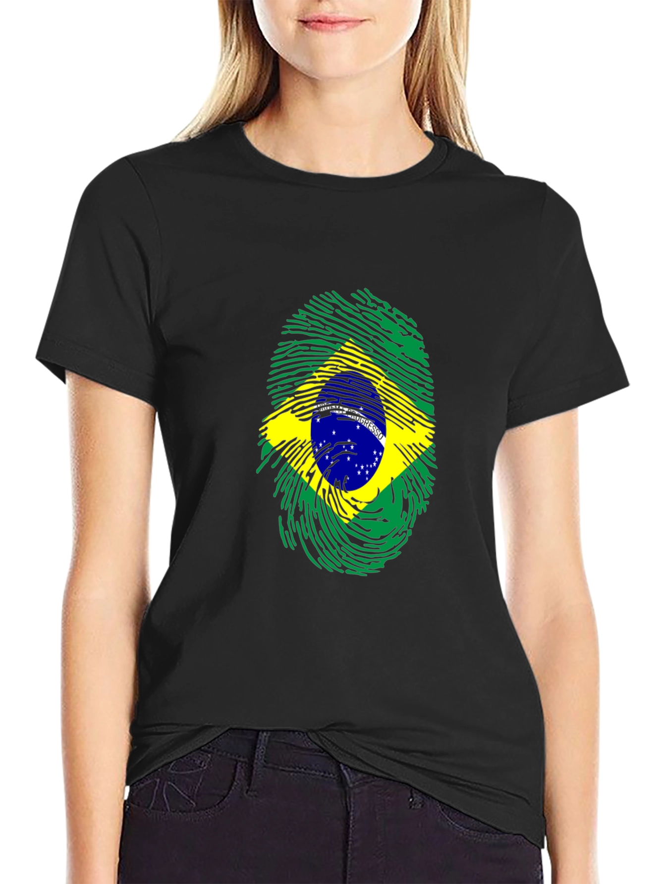 Brazil Flag Fingerprint Graphic Tee