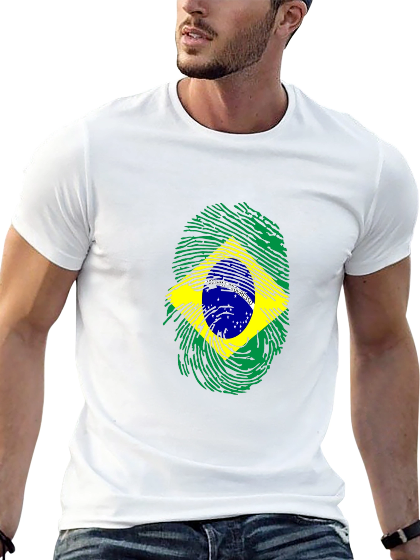 Brazil Flag Fingerprint Graphic Tee