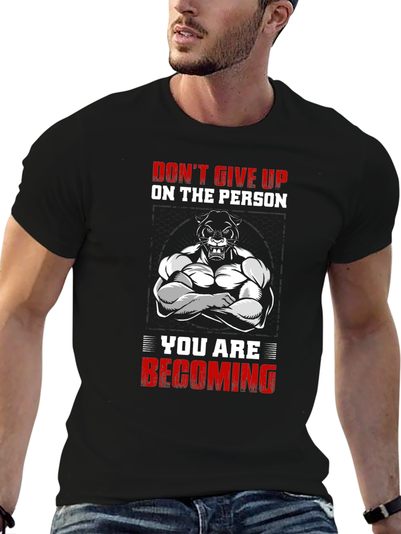 Motivational Bodybuilder Panther Graphic Tee