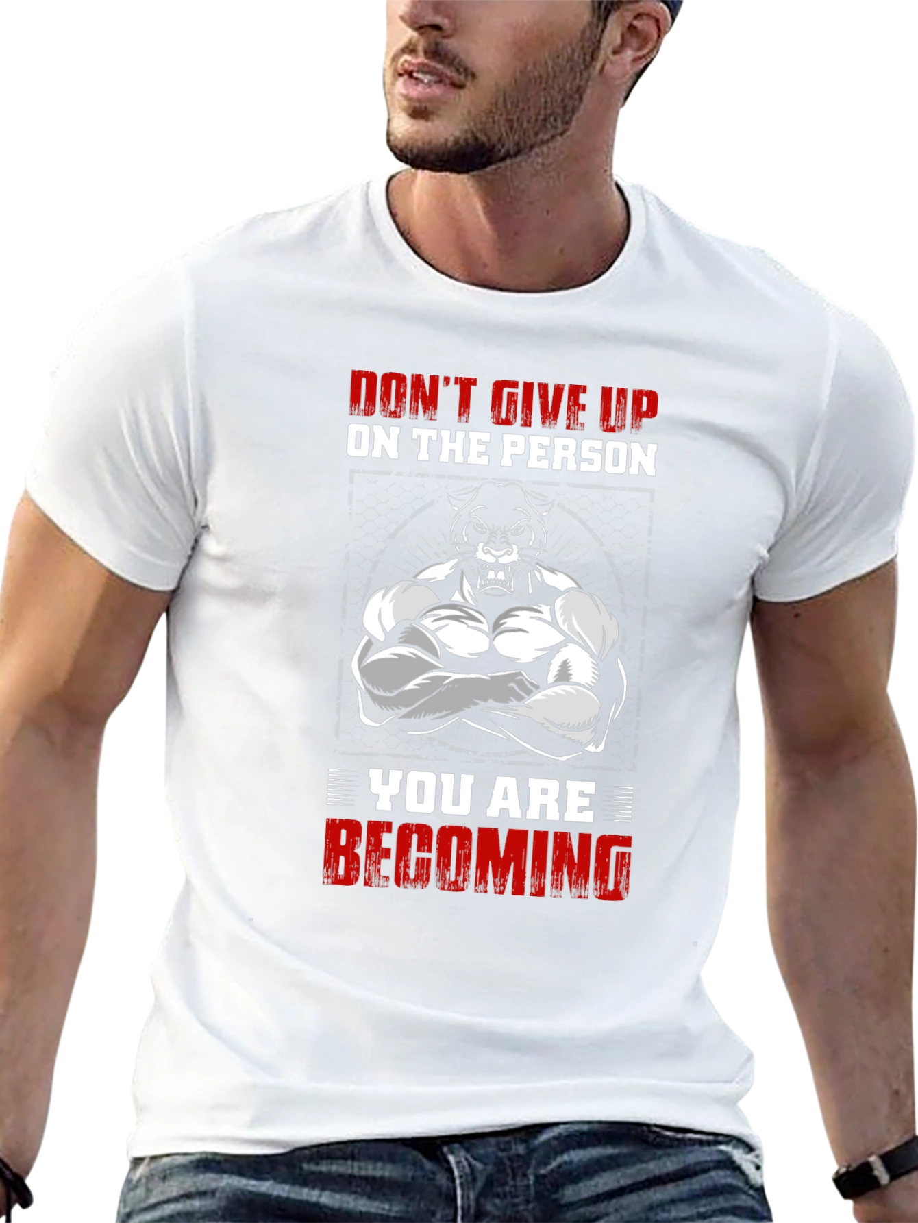 Motivational Bodybuilder Panther Graphic Tee
