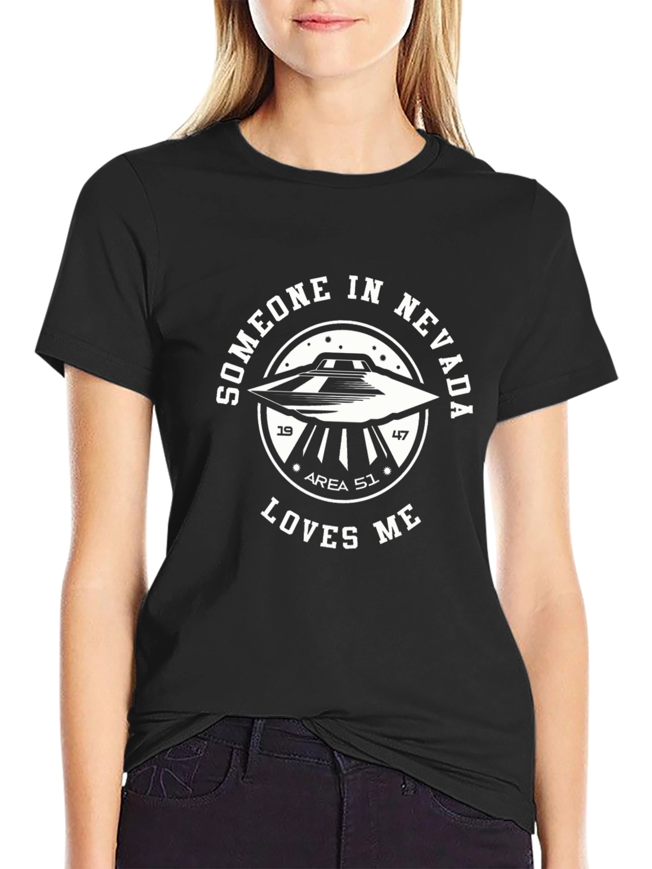 Area 51 UFO T-Shirt - Someone in Nevada Loves Me