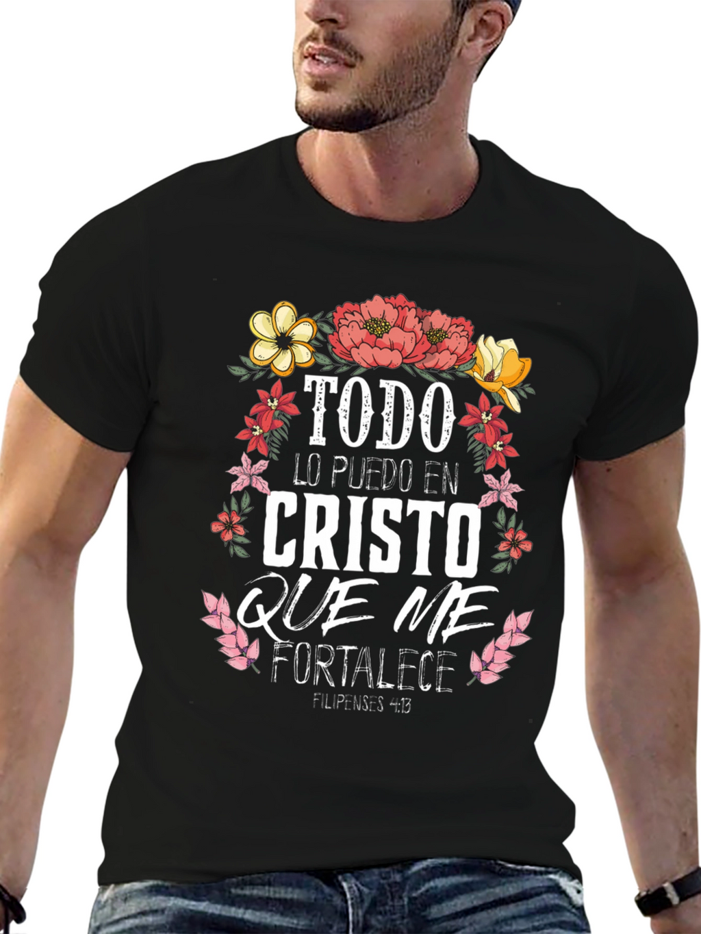 Faith-Inspired Tee: Floral Christ Quote Shirt