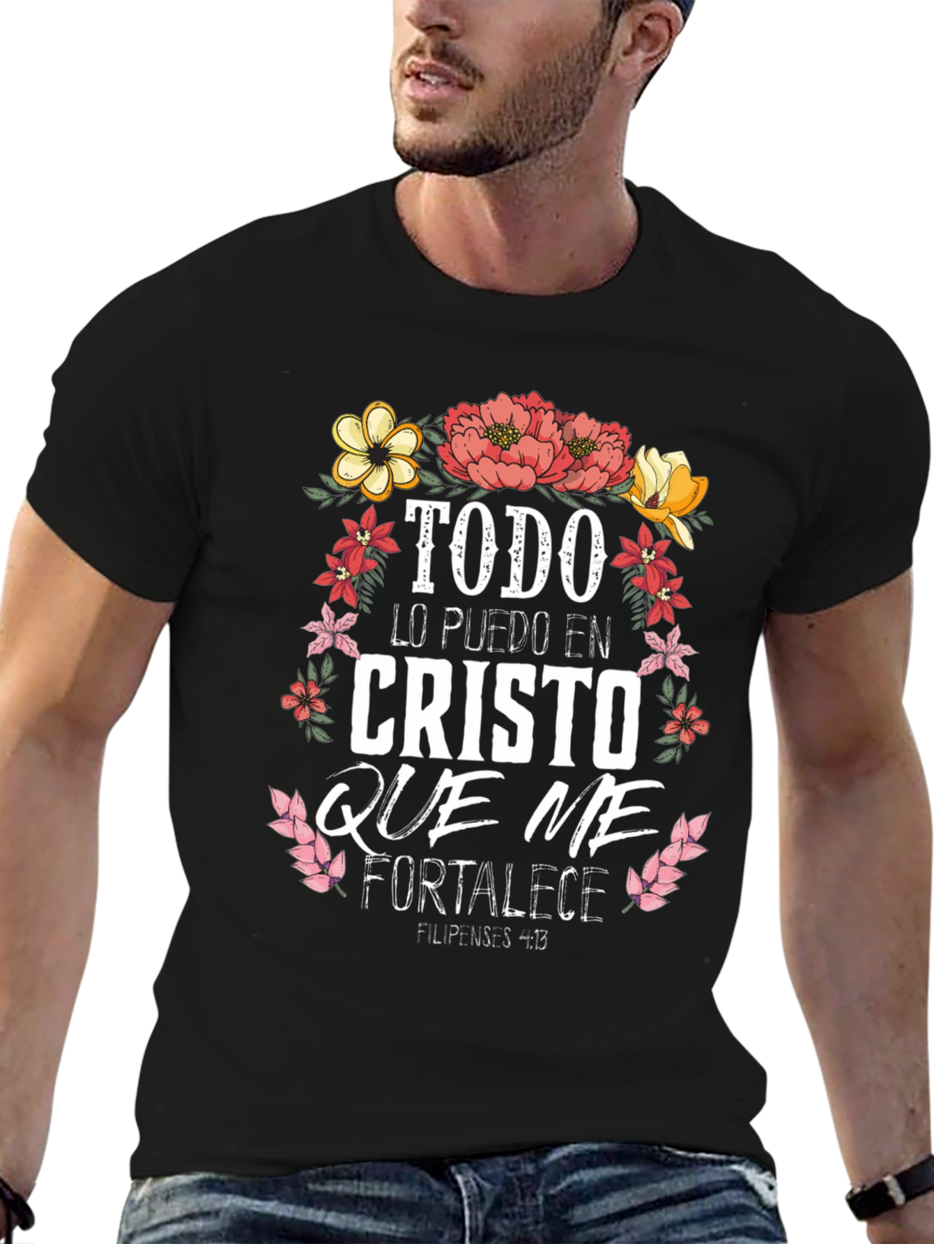 Faith-Inspired Tee: Floral Christ Quote Shirt