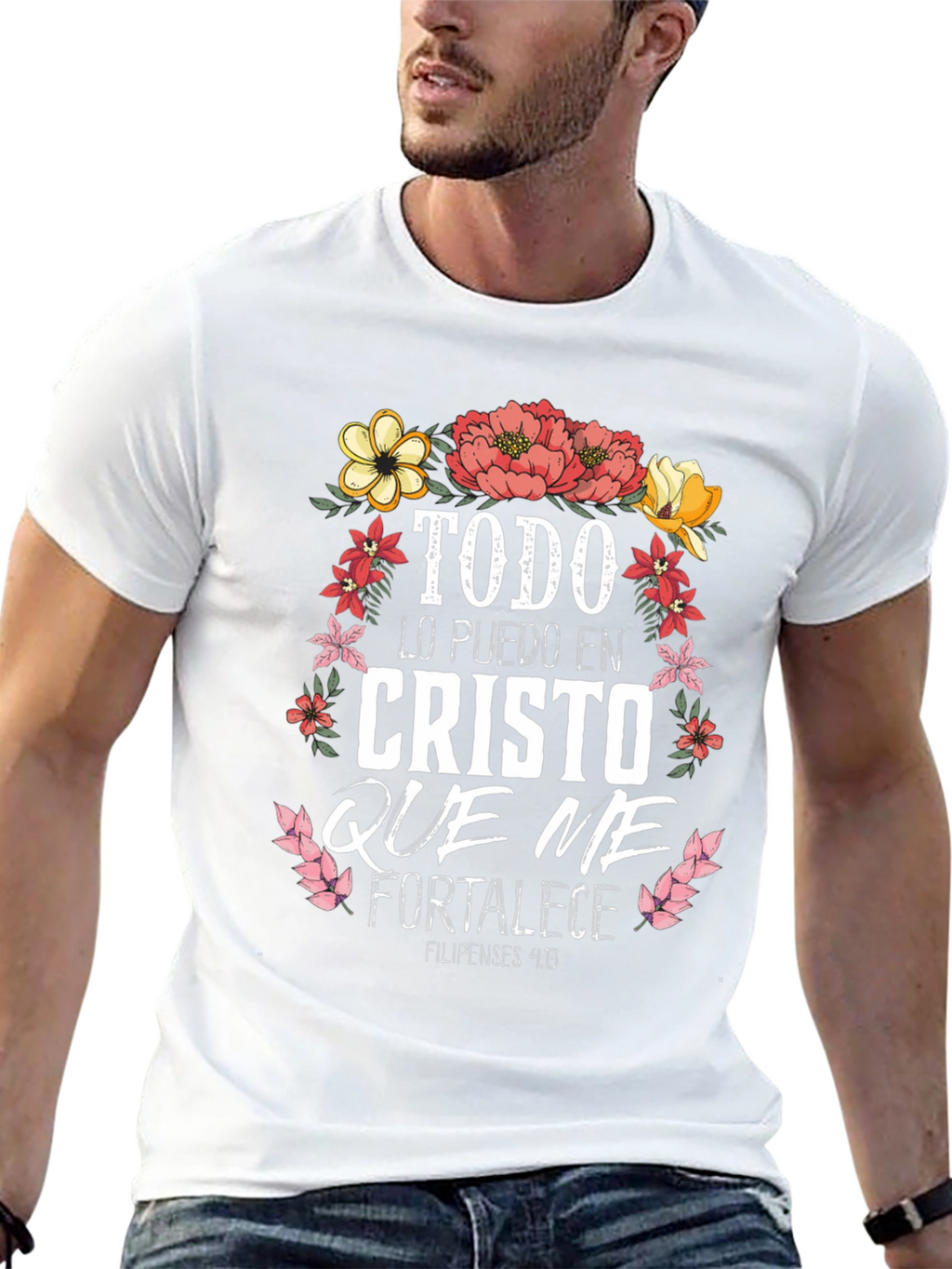 Faith-Inspired Tee: Floral Christ Quote Shirt