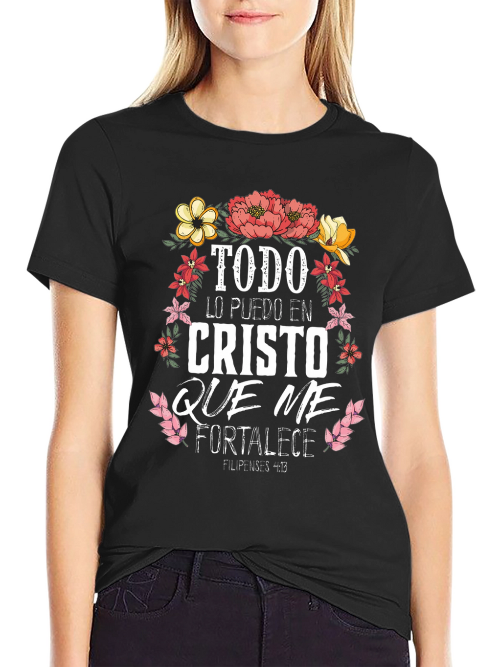 Faith-Inspired Tee: Floral Christ Quote Shirt