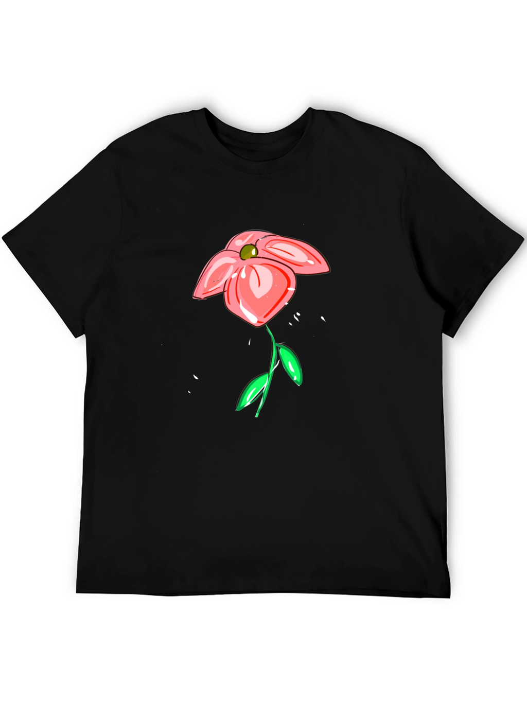 Floral Sketch Black T-Shirt
