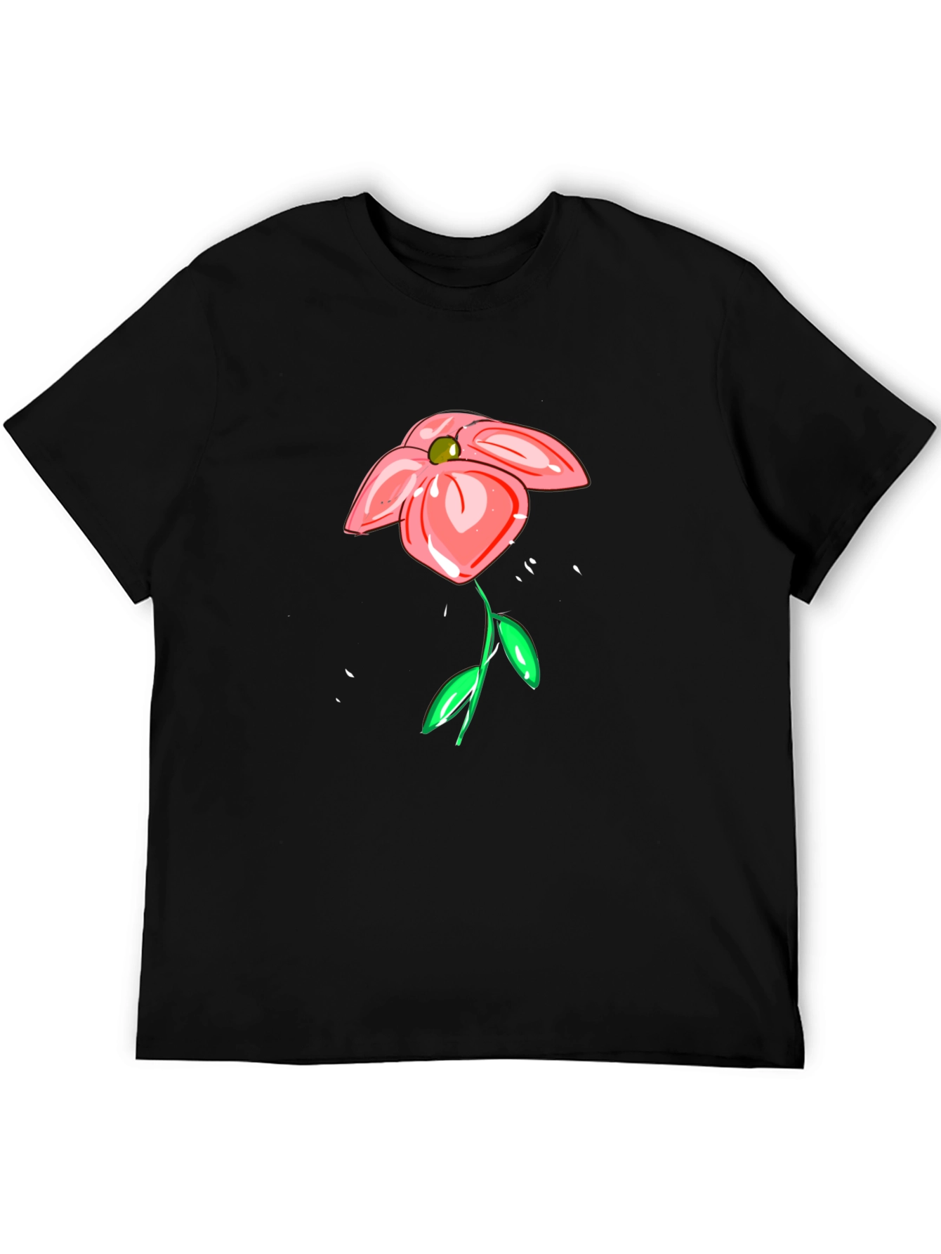 Floral Sketch Black T-Shirt