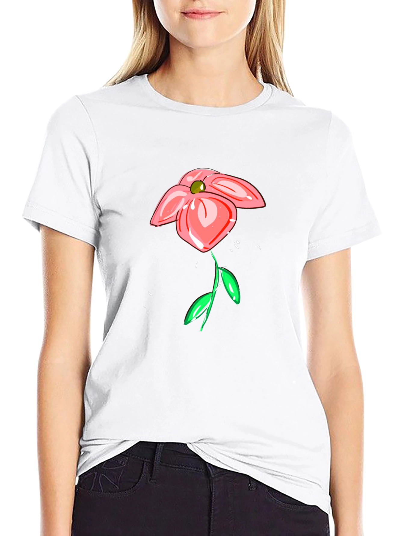 Floral Sketch Black T-Shirt