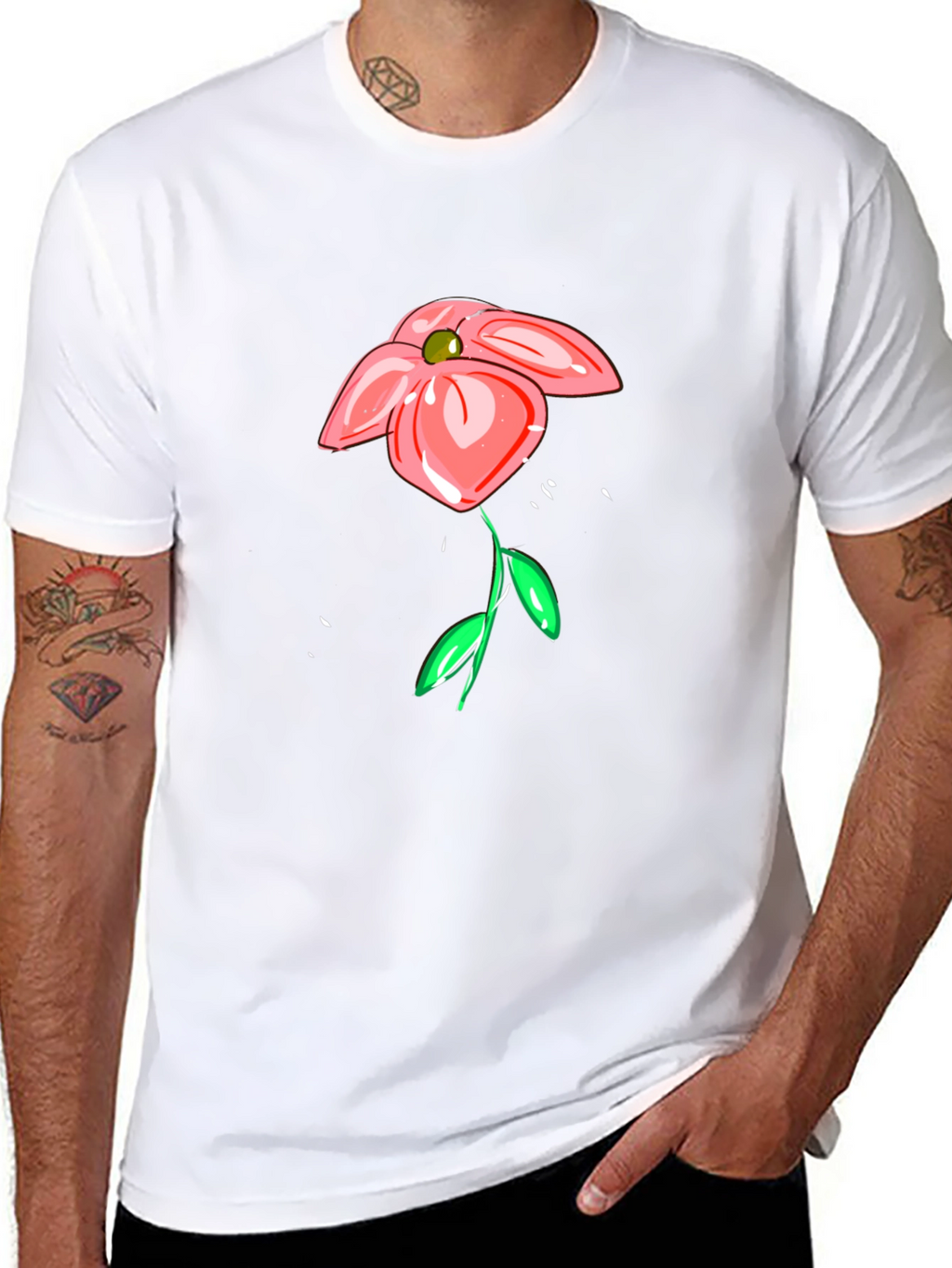 Floral Sketch Black T-Shirt