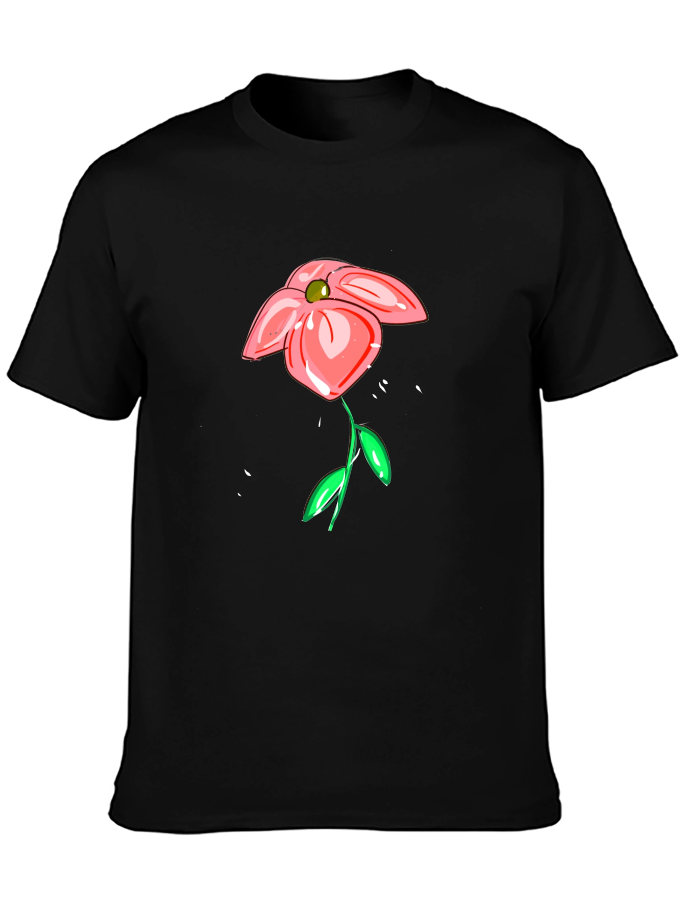 Floral Sketch Black T-Shirt
