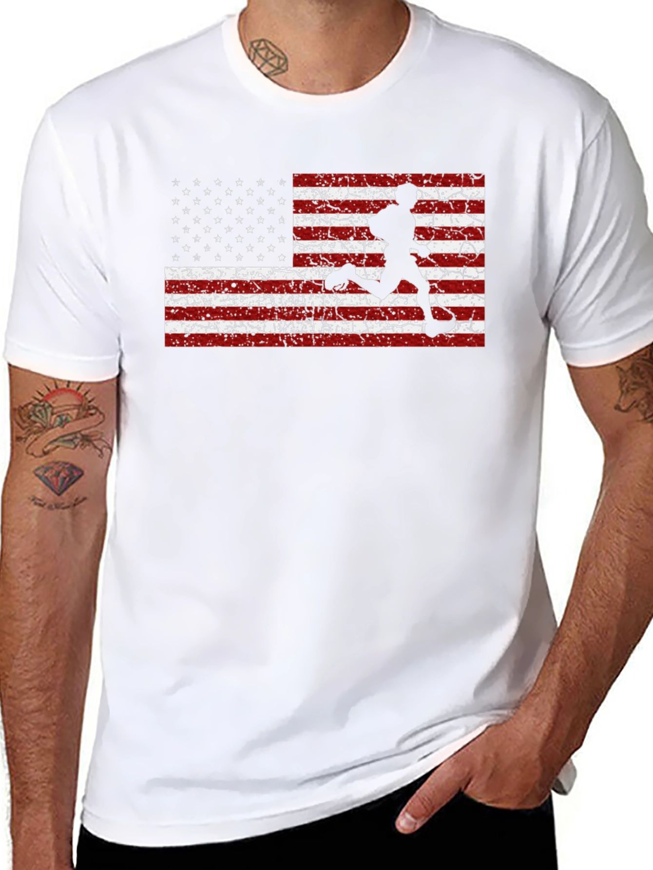 American Flag Runner Graphic T-Shirt
