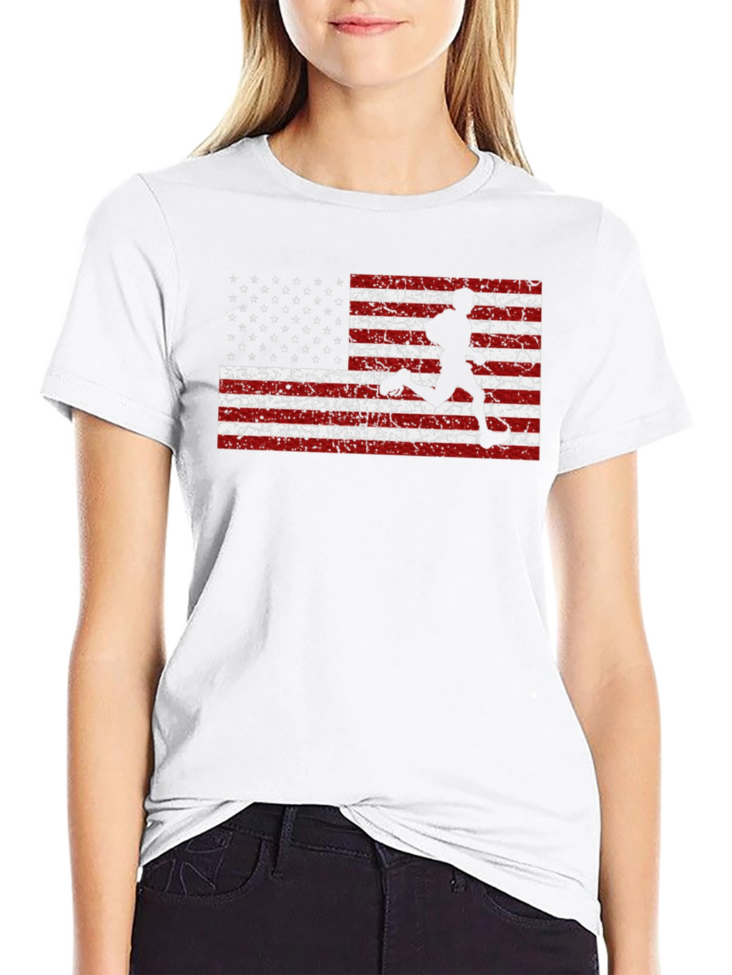 American Flag Runner Graphic T-Shirt