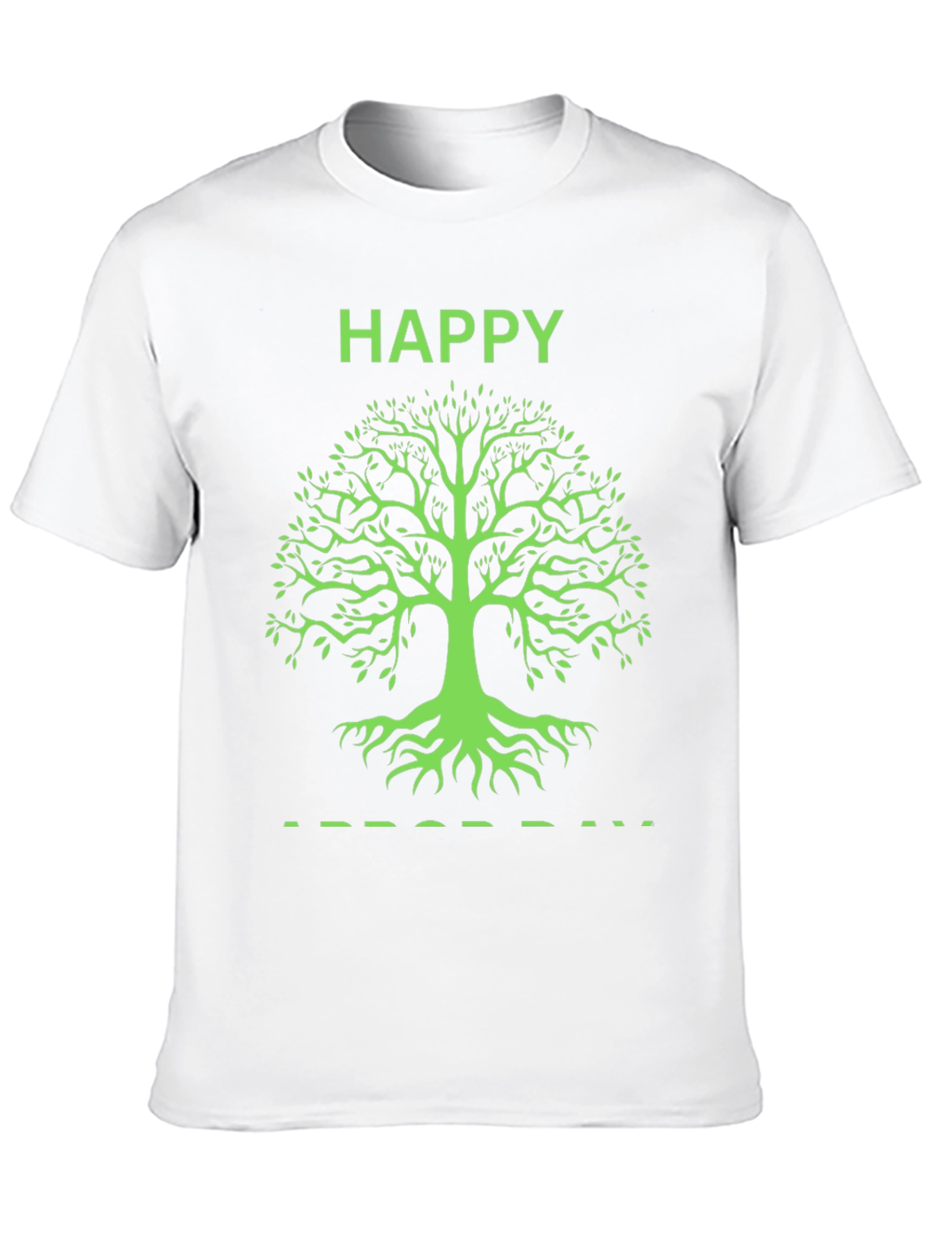 Happy Tree Graphic Tee - Black Cotton T-Shirt