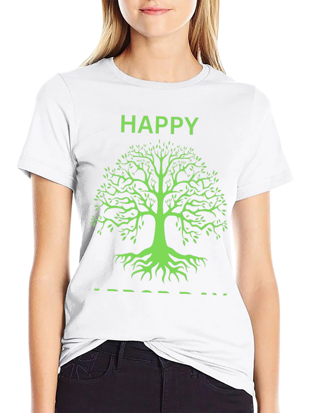 Happy Tree Graphic Tee - Black Cotton T-Shirt