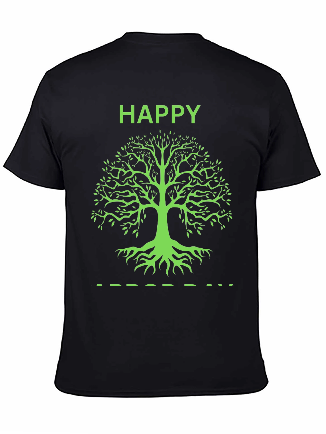 Happy Tree Graphic Tee - Black Cotton T-Shirt