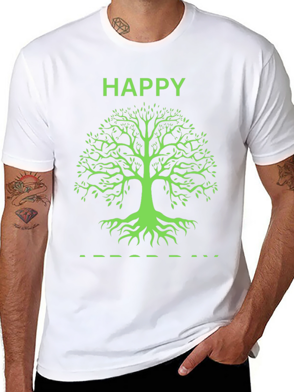 Happy Tree Graphic Tee - Black Cotton T-Shirt