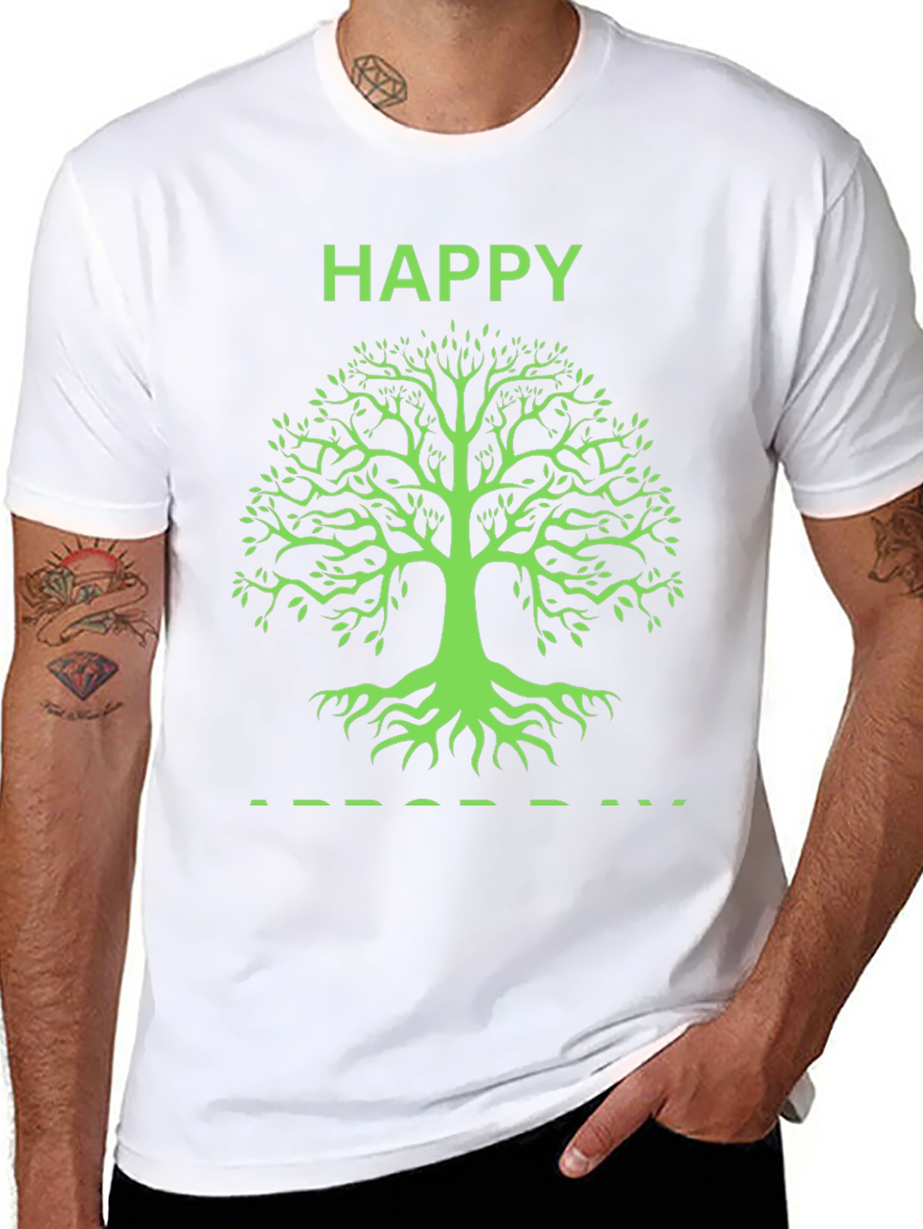 Happy Tree Graphic Tee - Black Cotton T-Shirt