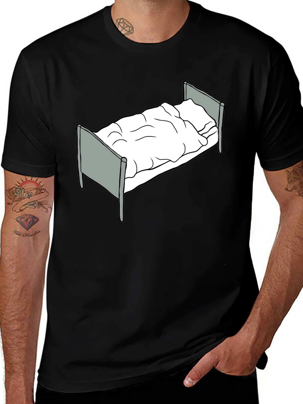 Bed Graphic T-Shirt - Relaxed Fit Black Tee