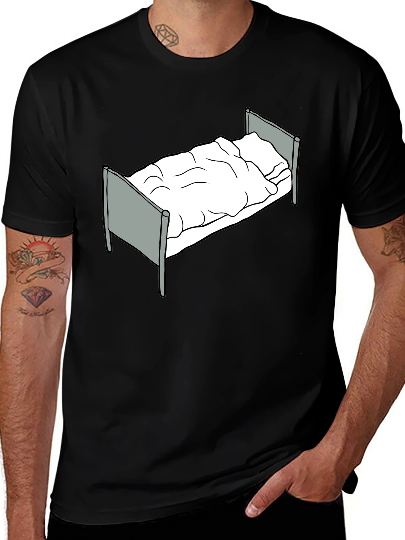 Bed Graphic T-Shirt - Relaxed Fit Black Tee
