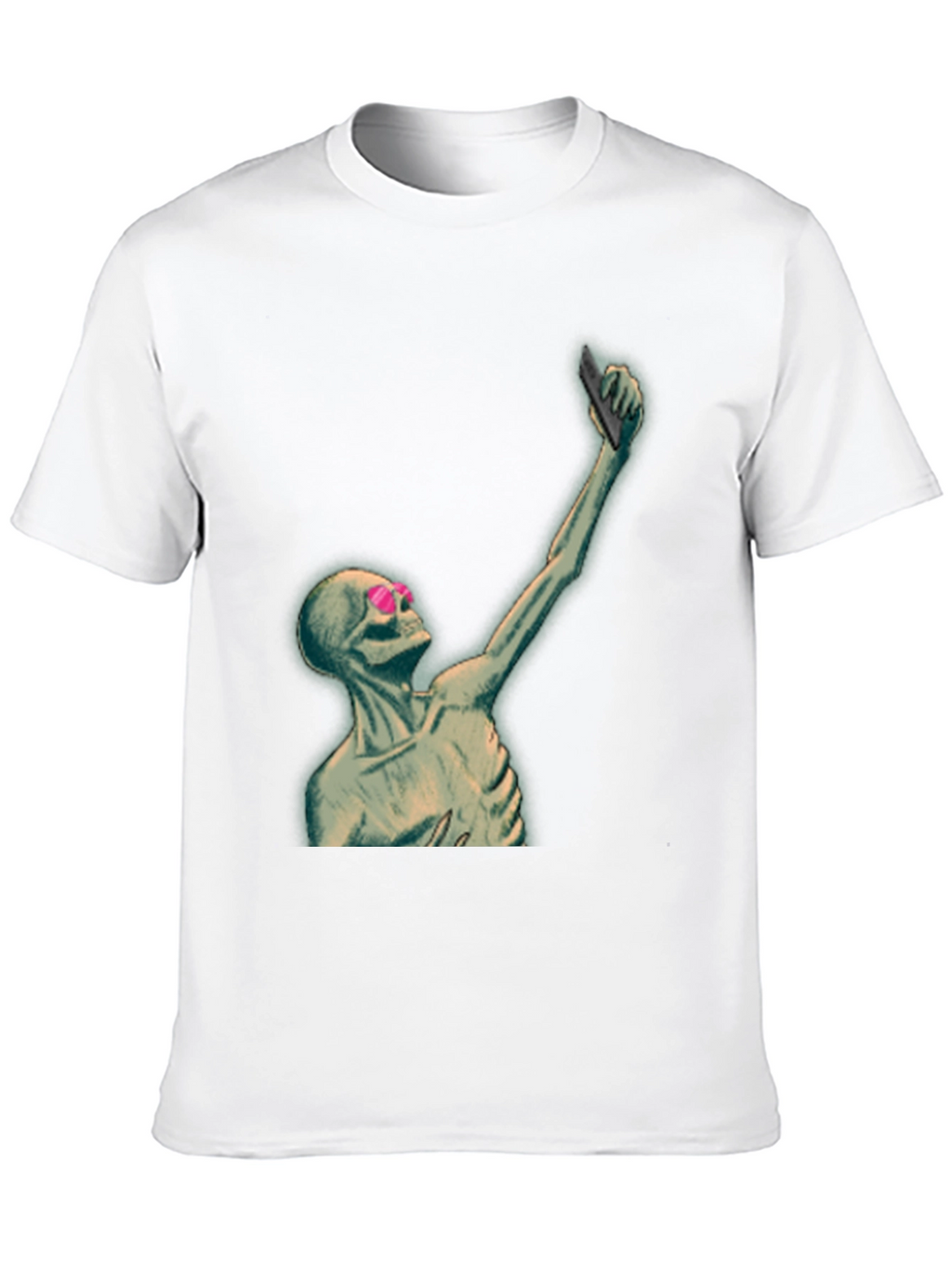 Humorous Skeleton Selfie Graphic T-Shirt
