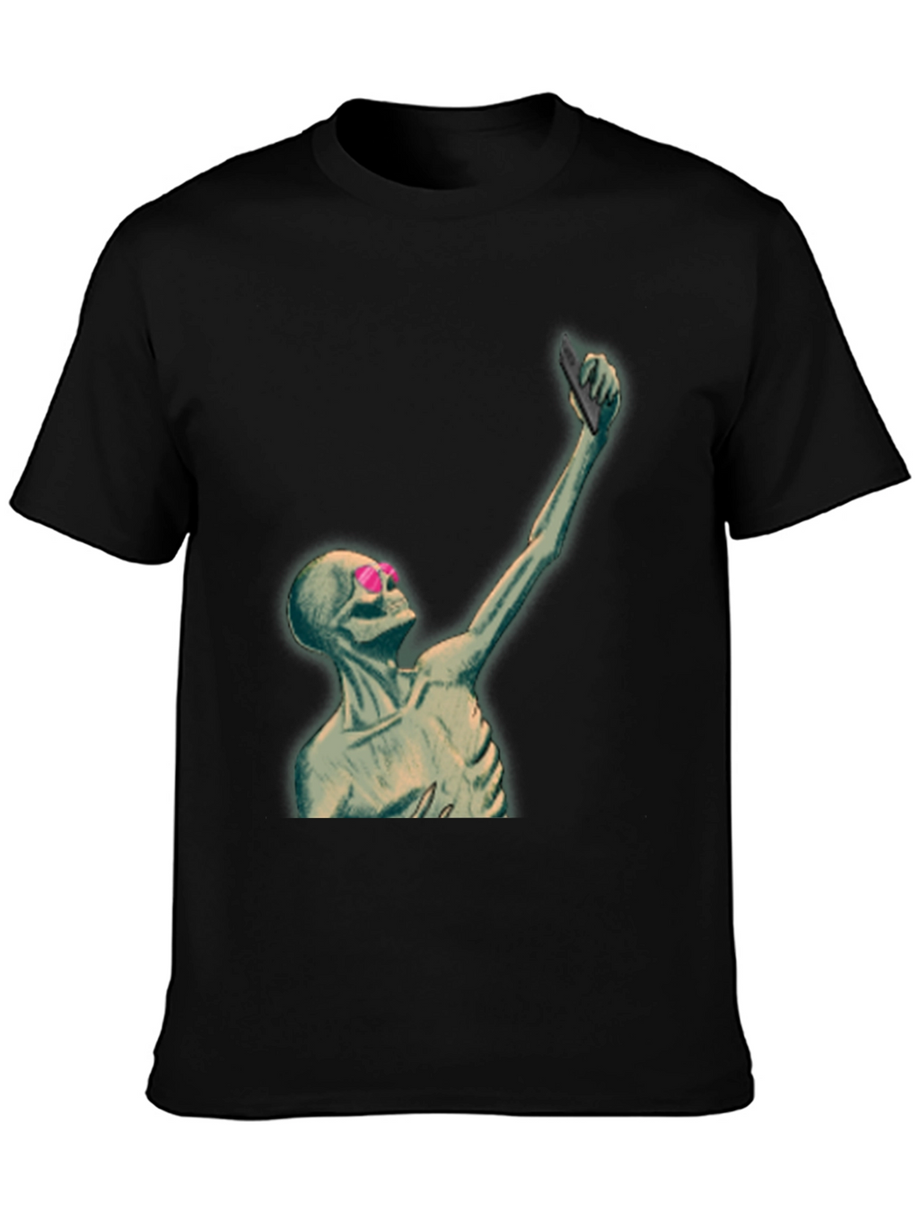 Humorous Skeleton Selfie Graphic T-Shirt