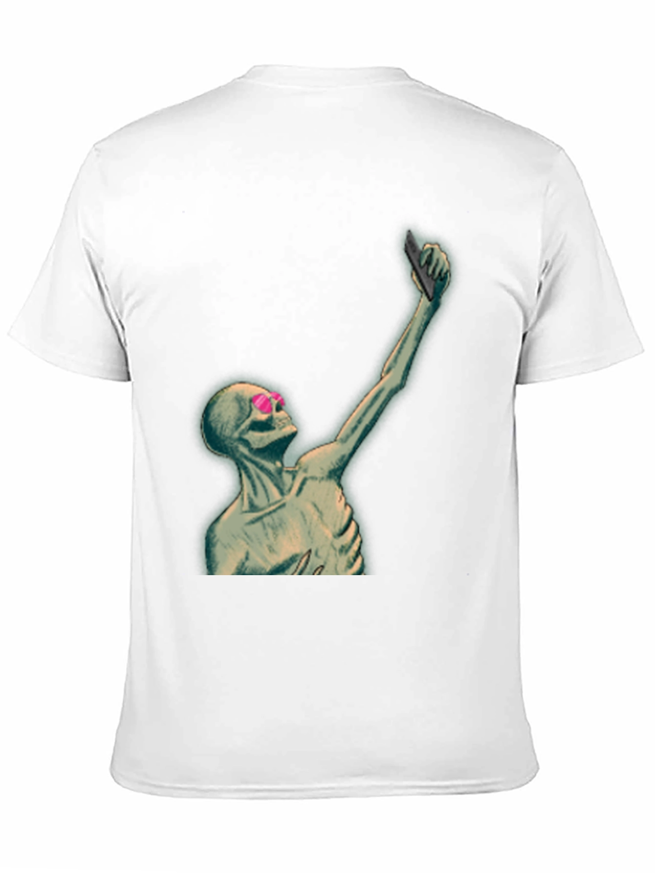 Humorous Skeleton Selfie Graphic T-Shirt