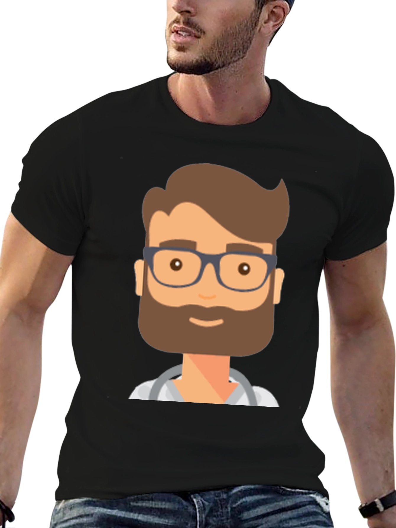 Doctor Cartoon Graphic T-Shirt - Black