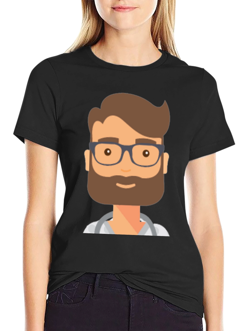 Doctor Cartoon Graphic T-Shirt - Black