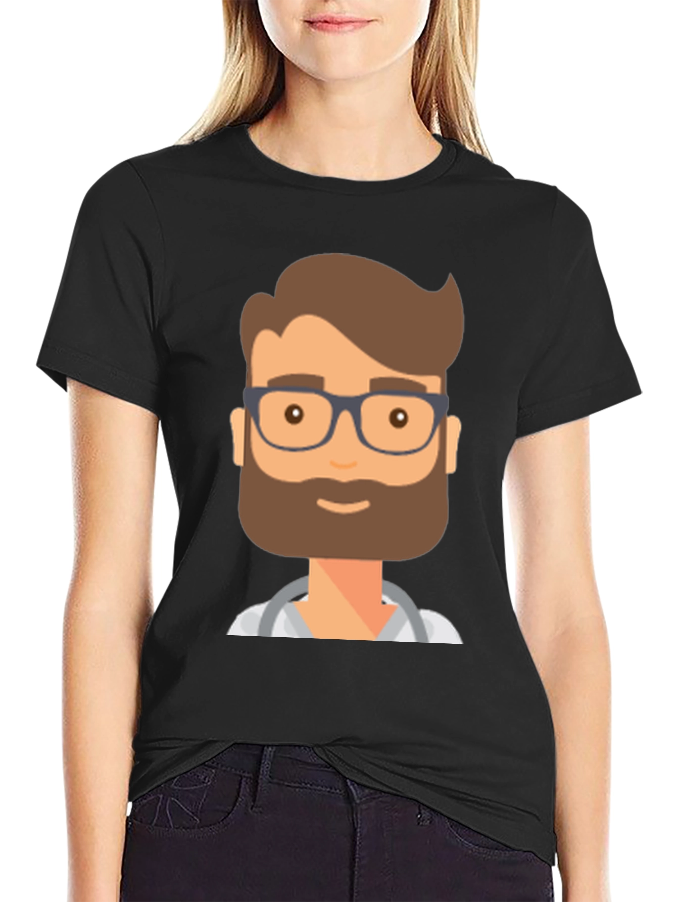 Doctor Cartoon Graphic T-Shirt - Black