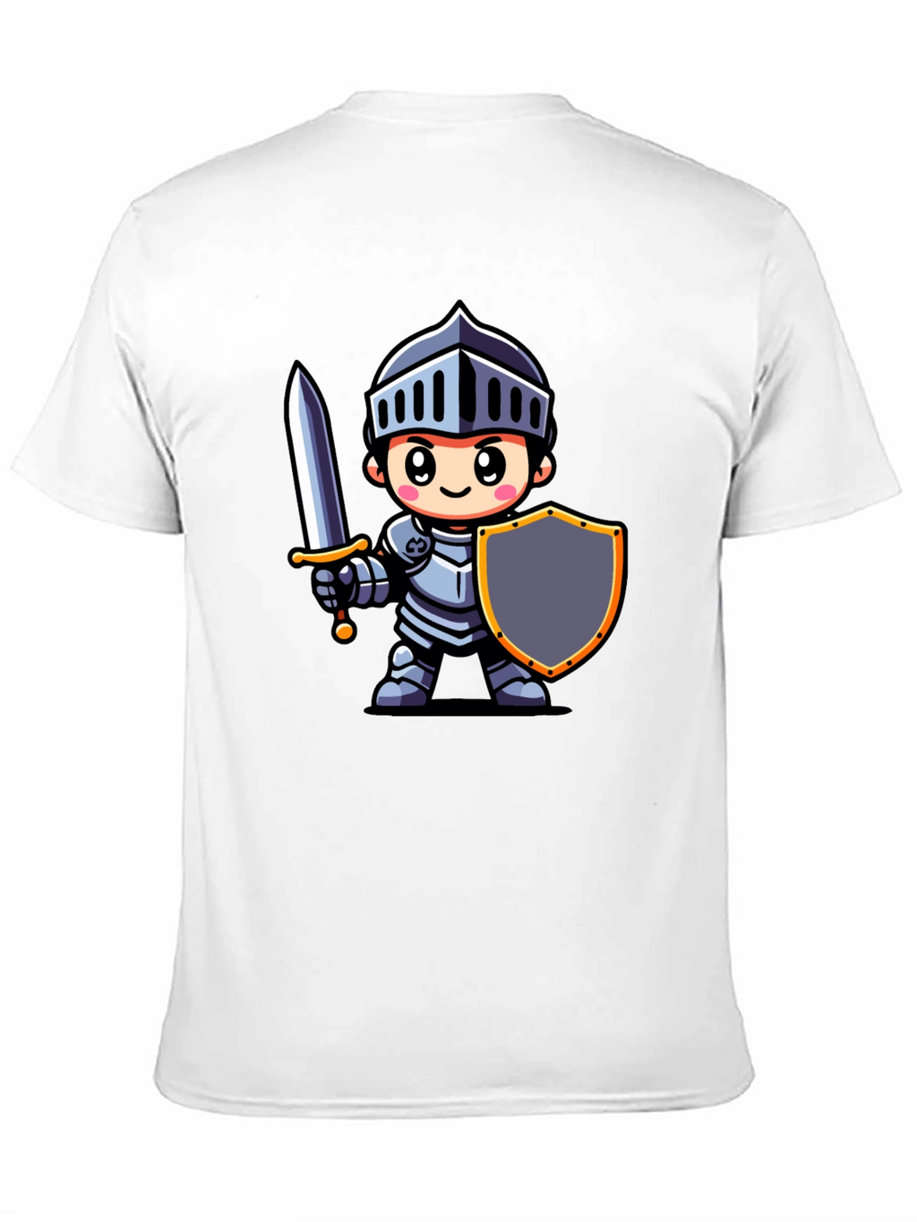 Cartoon Knight Graphic Tee - Black Cotton T-Shirt