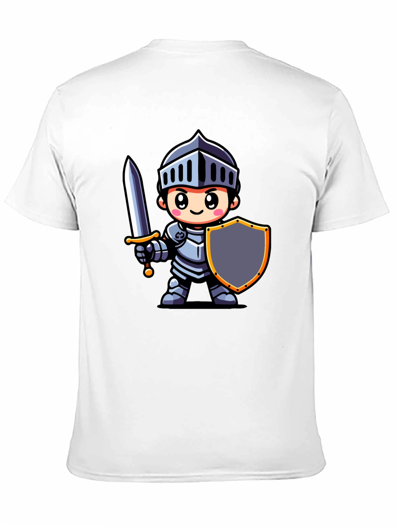 Cartoon Knight Graphic Tee - Black Cotton T-Shirt