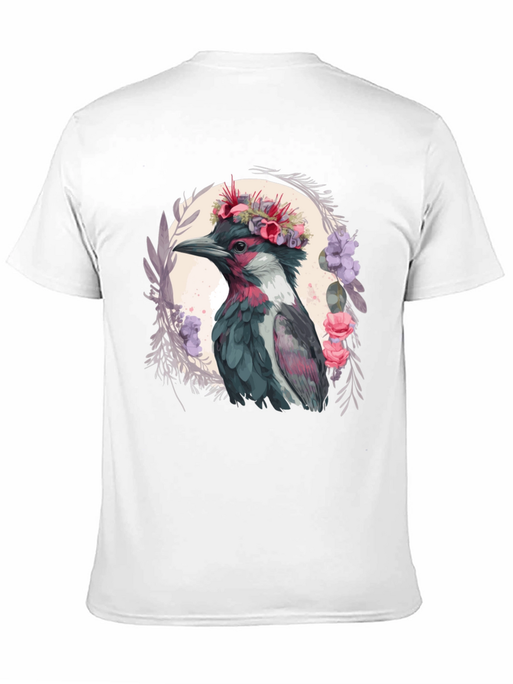 Floral Crowned Bird T-Shirt - Unique Graphic Tee